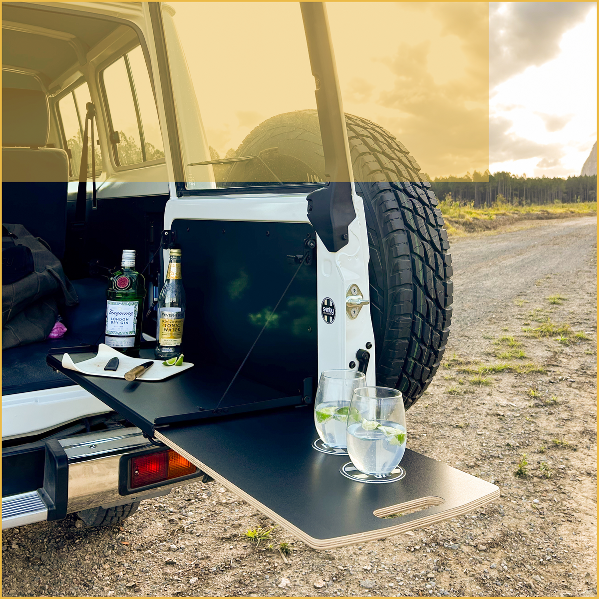 troopy setup - barn door table - 70 series landcruiser accessories